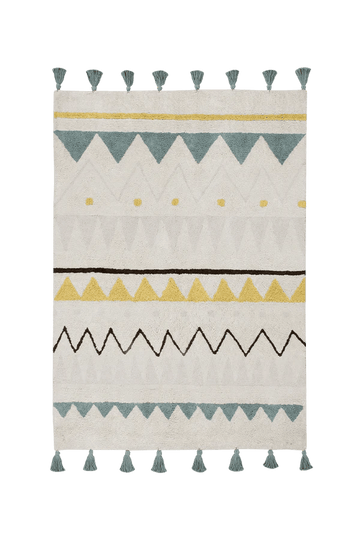 wasbaar tapijt - azteca vintage blue - Lorena Canals